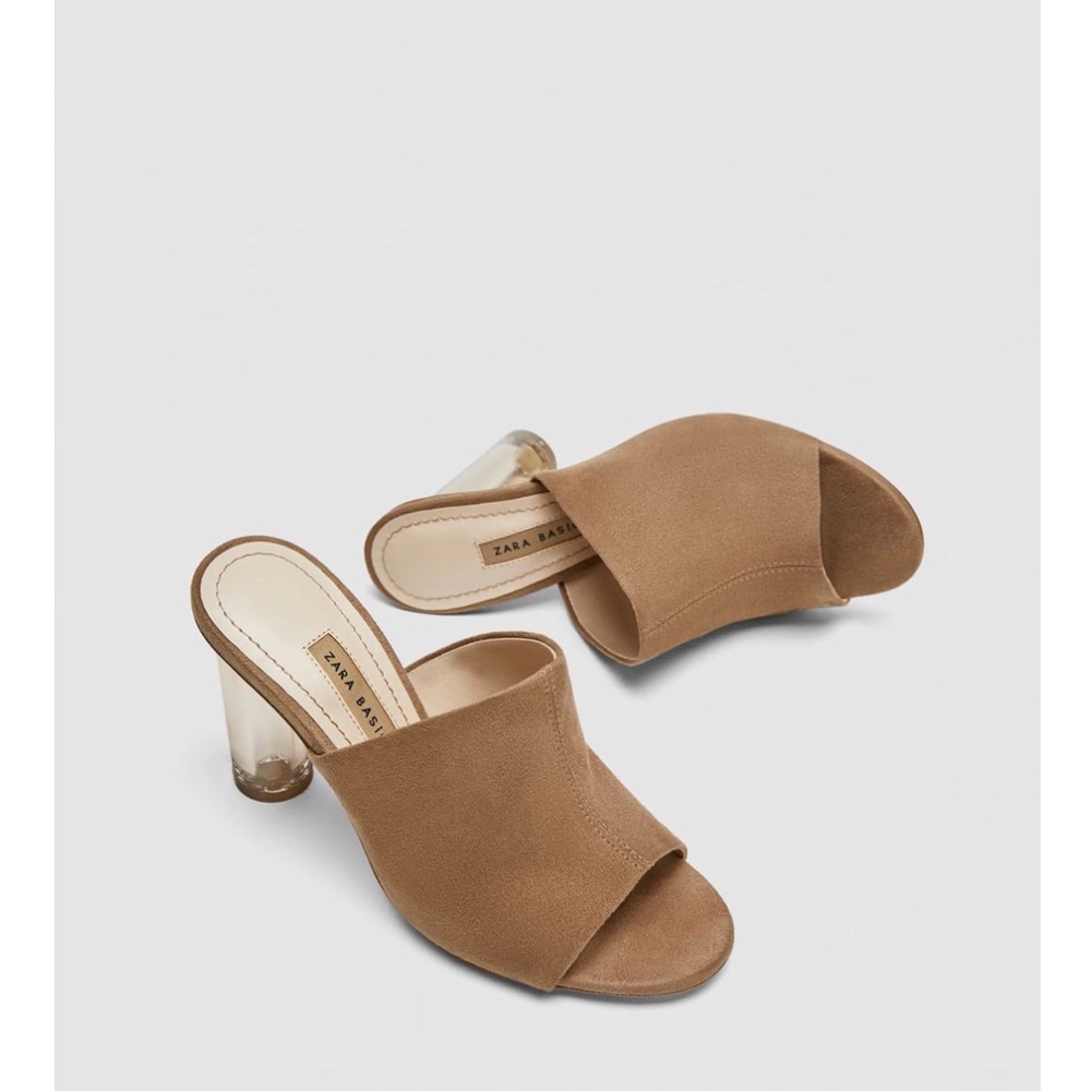 NWT Zara Mules With Acrylic Heel